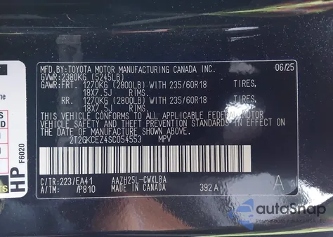 2025 Lexus Nx 350H Premium из США, поврежденный, VIN 2T2GKCEZ4SC054553